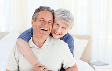 Happy elderly couple in an embrace
