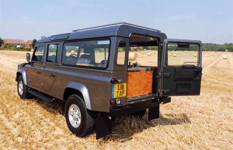 Rear view of Land Rover hearse